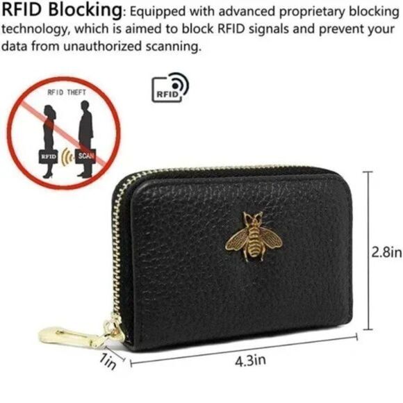 NEW Credit Card Holder For Women Black Bee Wallet - Picture 4 of 8